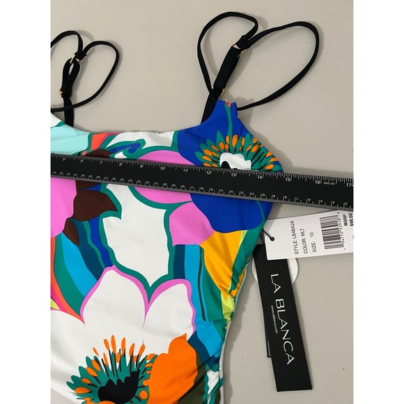La Blanca Floral Multicolor Tummy Control One Piece Swimsuit Size 10 - Picture 7 of 9